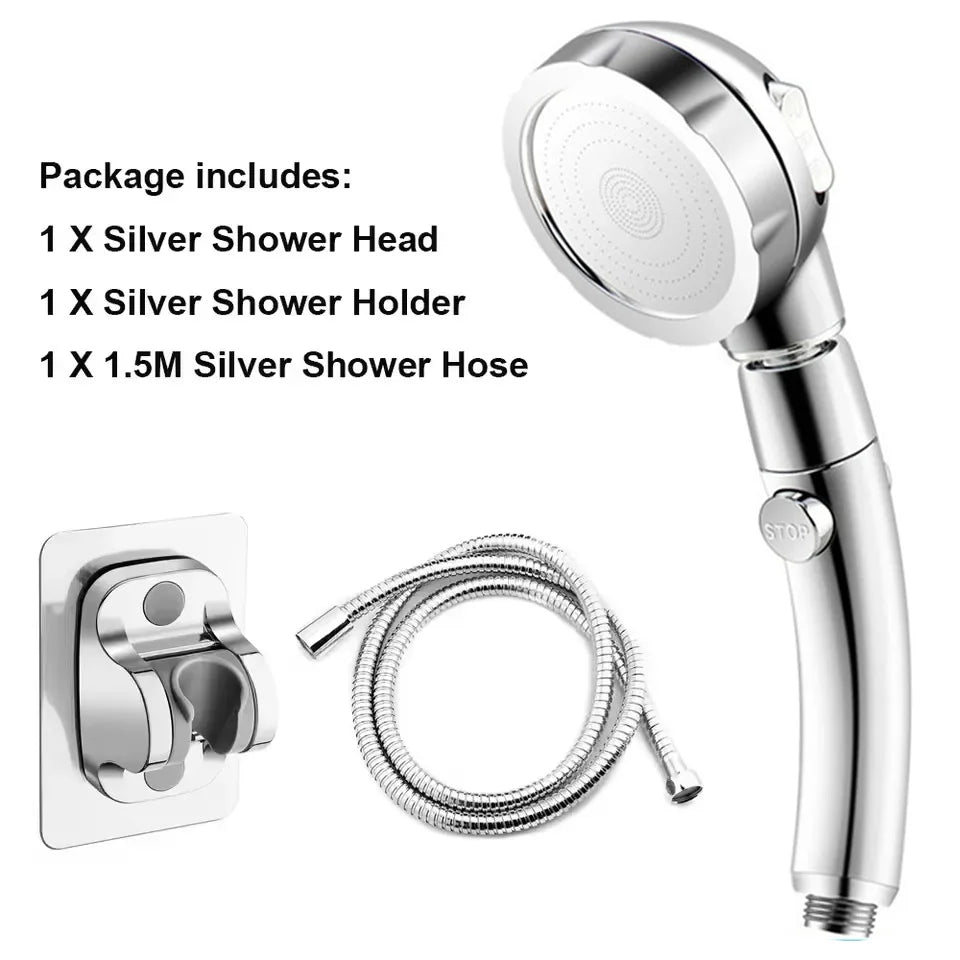 3 Modes Shower Head Set With Hose and Holder High Pressure Water Saving One Key Stop Waterfall Showerheads Bathroom Accessories