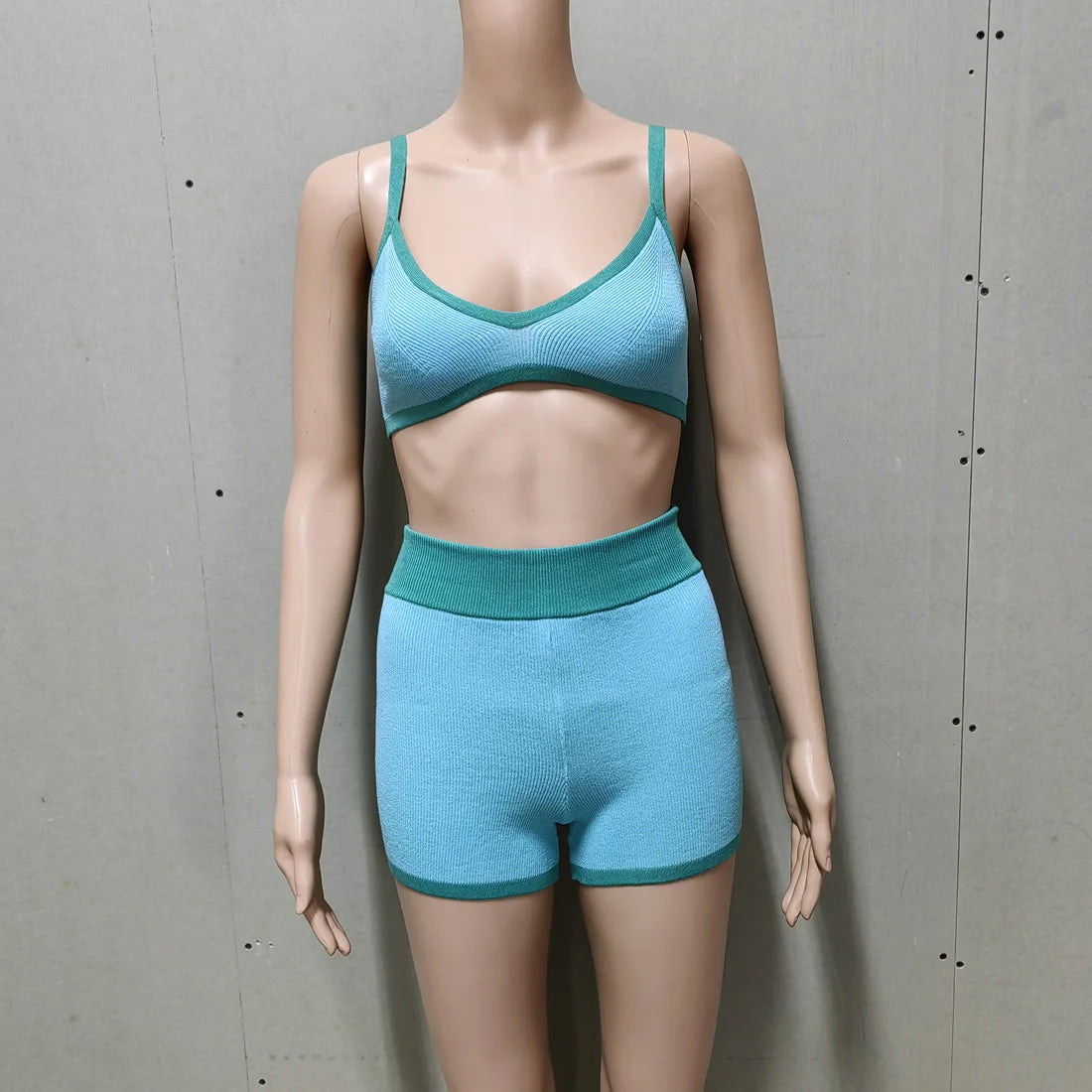 Summer Contrast Knit Outfits Halter Top And Short Trousers Sets Female Beach Holiday Sexy Casual Tracksuit Y2k Women Sets 2026