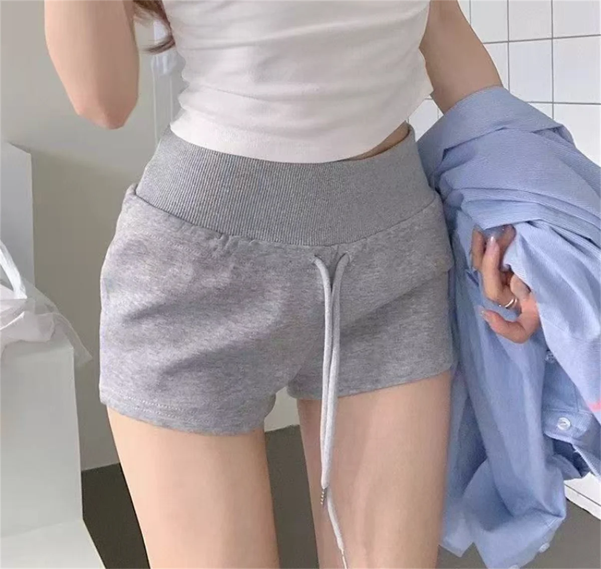 Drawstring Casual Sports Shorts For Women High Waist Solid Summer Short Pant Female Yoga Running Outfit Clothes Korean Hot Pants