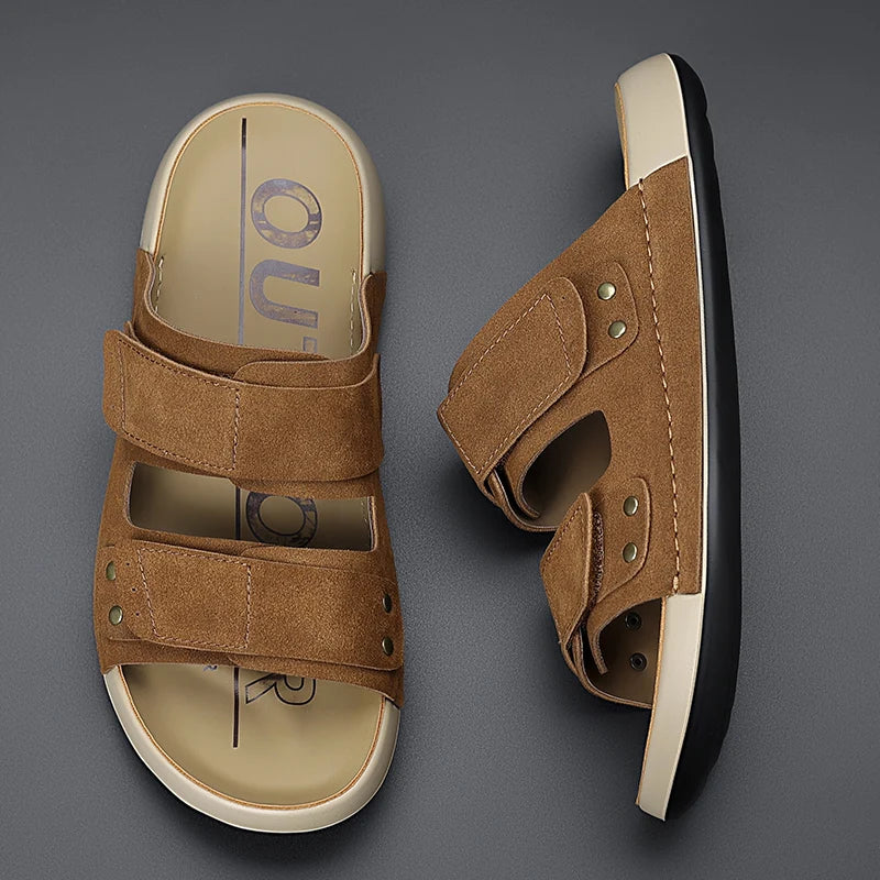 Summer Casual Mens Sandals Simple Solid Color Slippers Outdoor Wear Beach Slides Leisure Walking Shoes Versatile Male Flip-flops