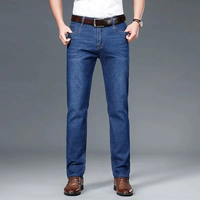 2025 Men's Jeans Casual Stretch Classic Blue Black Denim Pants Men Texture Jeans Versatile Item Interprets Denim Fashion Office