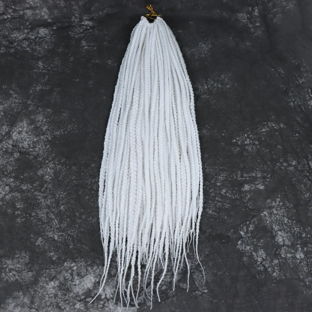 White 3X Box Braids Synthetic Crochet Hair 24Inch Crochet Braiding Hair Extensions Goddess Silver Blonde Braid Pre Looped Hair