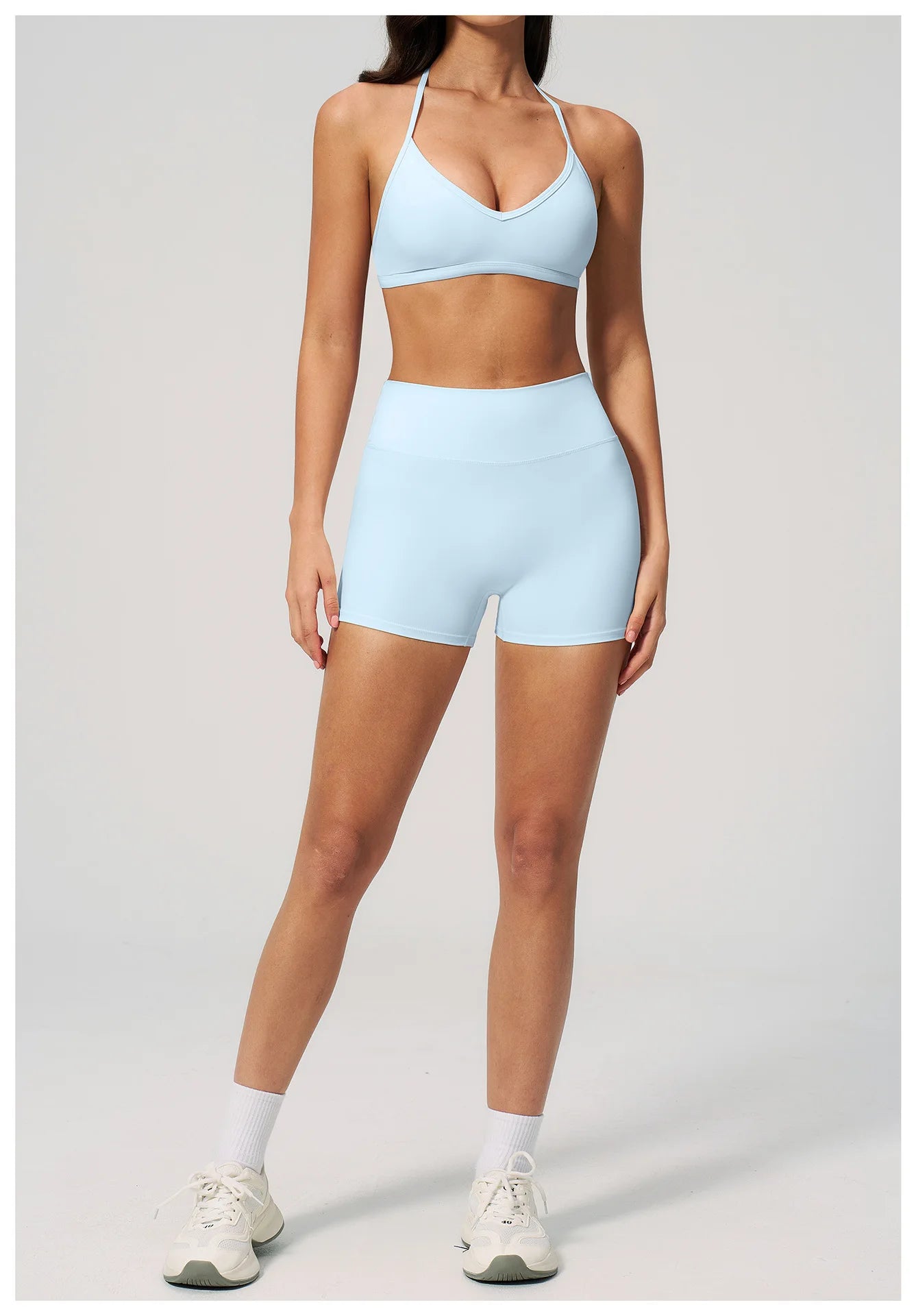 2 Pieces Yoga Set Women Tracksuit Backless Halter Tops High Waist Shorts Gym Suits Fitness Sportswear Workout Sets Athletic Wear