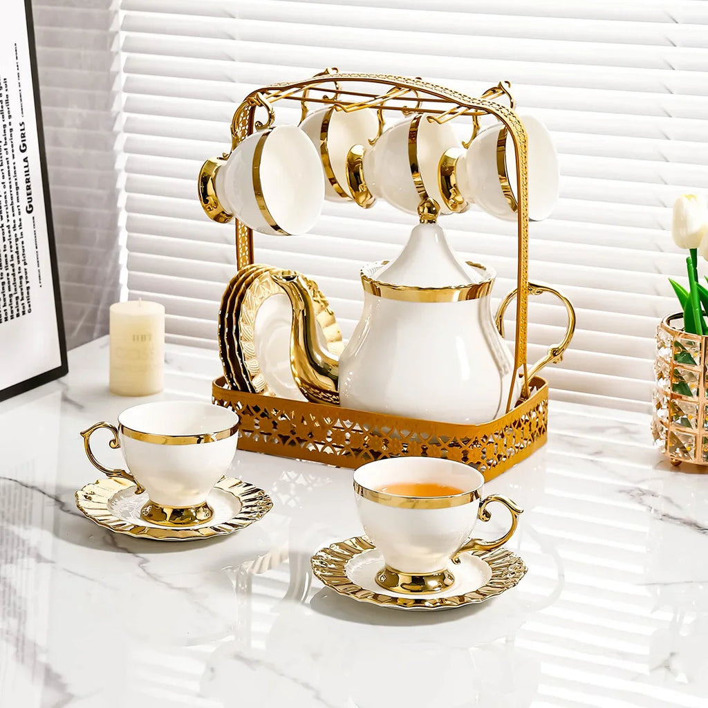Modern European Style Ceramic Coffee Mug Set - Luxury Office Coffee Cups Elegant Exquisite Home Gift Ideas