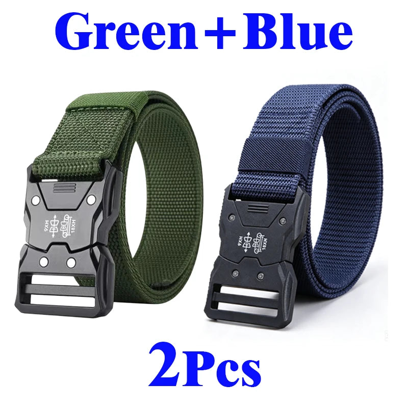 Men's Tactical Belt Versatile Durable Nylon Canvas Belt Outdoor Hunting Automatic Buckle Military Training Pants Belt for Men