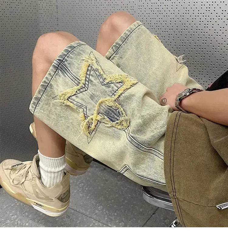 Denim Shorts Men's Summer Thin Wash Retro Yellow Mud Pants American High Street Casual Five-point Pants