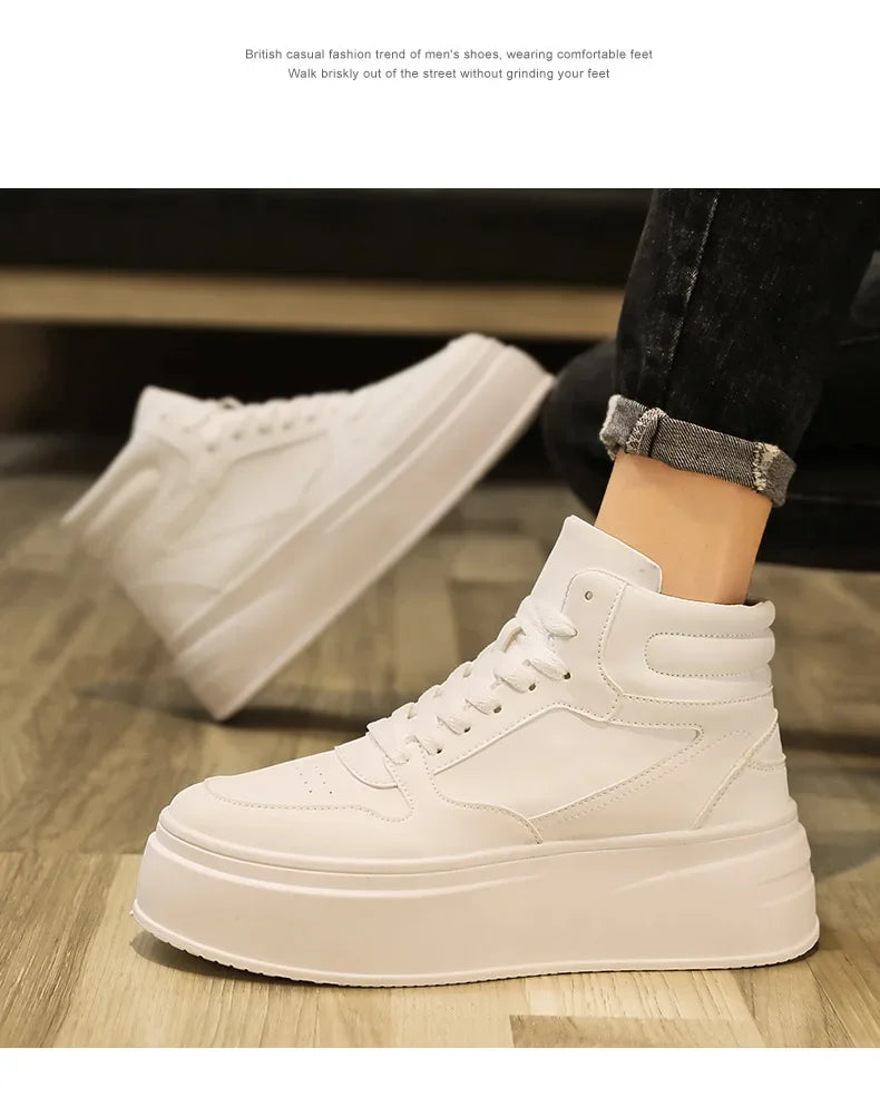 Men Casual Sneakers Platform Ankle Boots High-top Thick Bottom Sneakers Male Outdoor Basketball Shoes Sport Trainers 2025