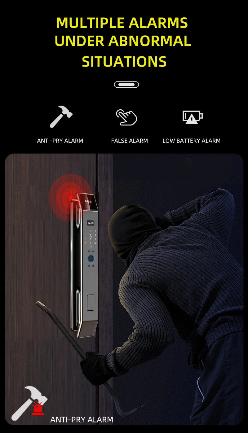 3D Face Recognition Fingerprint Password Smart Door Lock with  Remote Unlocking Wishome APP  Smart Lock Electronic door lock