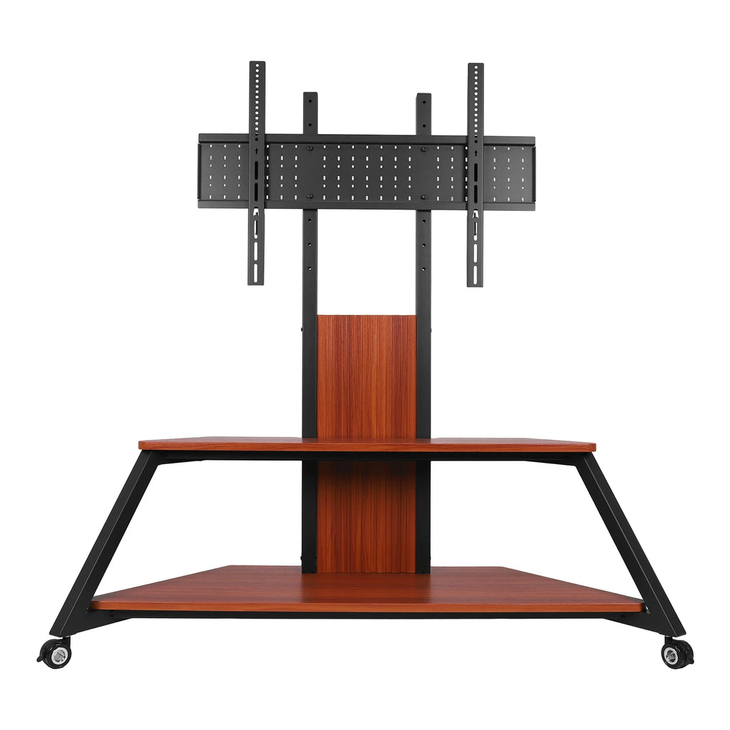 Rolling TV Stand for 60-100 Inch TVs Up To 220 Lbs with Wooden Shelves Rolling TV Floor Stand Height Adjustable Lockable Wheels