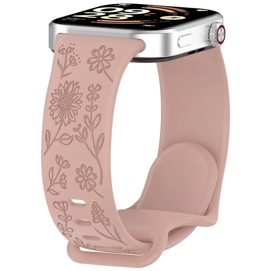 3D Carved Flowers Strap For Xiaomi Mi Smart Band 8 Pro/9 Pro/10 Pro Replacement Sport WristBand For Redmi Watch 4 5 6 Bracelet