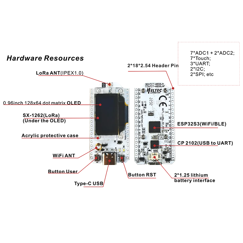 Heltec Meshtastic Wifi LoRa 32 V3 863-928MHz 433MHz ESP32 Oled SX1262 0.96 Inch Blue OLED Display Development Board for Arduino