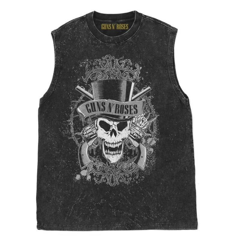 Oasis Band washed retro American street minimalist rock vest print T-shirt high-quality pure cotton Harajuku Y2K top