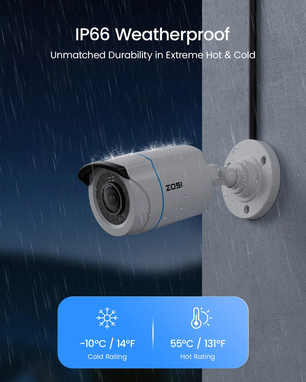 ZOSI HD 1080P 2MP H.265 4-in-1 CCTV Video Home Security IR Night Vision Weatherproof Bullet Camera for Surveillance System