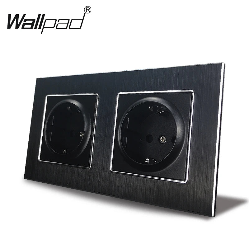 Euro USB Type-C Socket Black Matte Metal Panel Double Triple Electrical Wall SocketS EU Type A+C Outlet with Cap Cover Round Box