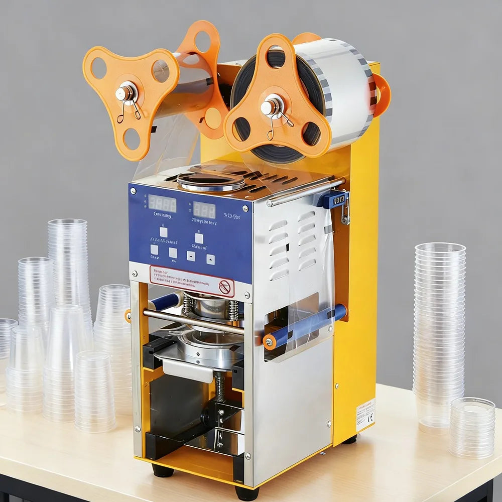 Cup Sealing Machine Plastic Yogurt Cup Sealer Juice Bubble Tea Equipment Fully Automatic Jelly Boba Milk Tea Cup Sealing Machine