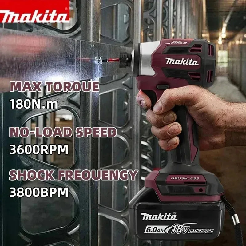 Makita 18V DTD173 Brushless Electric Drill 180Nm Cordless Impact Driver for Home Improvement And DIY Wood/Bolt/T-Mode Power Tool
