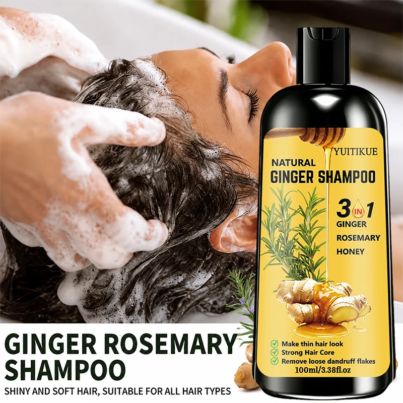 YUITIKUE Ginger Shampoo 100ml - Anti Dandruff Nourishing Hair Care with Rosemary Honey Extract