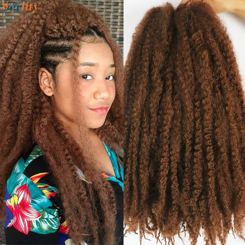 Marley Twist Braiding Hair Pre Stretched 1- 6 Packs Ombre Afro Kinky Curly Crochet Hair for Faux Locs Jumbo Marley Twists Hair
