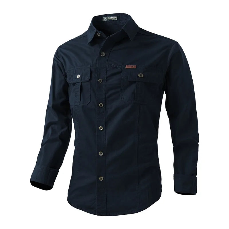 Men's Long Sleeve Outdoor Workwear Shirt Breathable Comfortable Cotton Sweat Absorbent Casual Business Style Loose Fit Spring...
