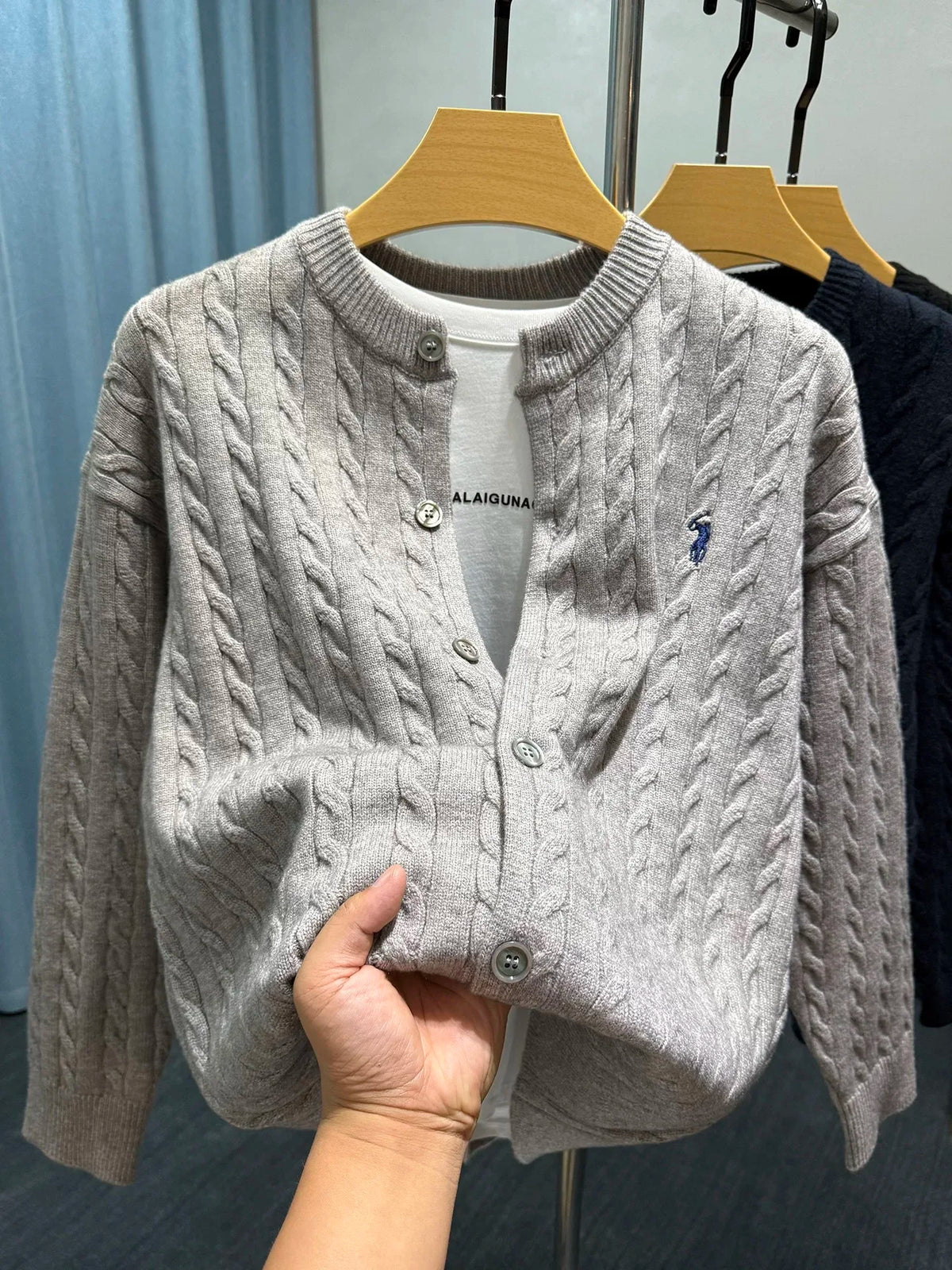 Luxury Brand Jacquard Round Neck Sweater Cardigan Men's Autumn Winter Trend Classic Paul Embroidery Loose Casual Knitted Coat
