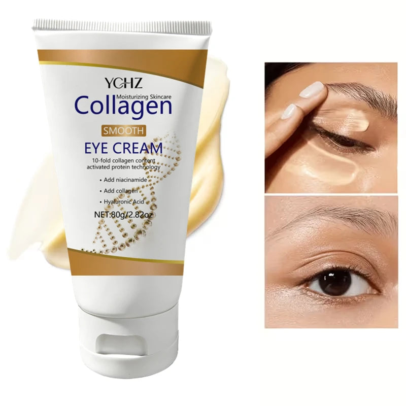 Collagen Eye Cream, Rich in Collagen and Hyaluronic Acid, Deeply Moisturizes the Skin Around the Eyes, Hydrates and Firms the Skin, Making It Smooth, Bright, and Elastic 80g