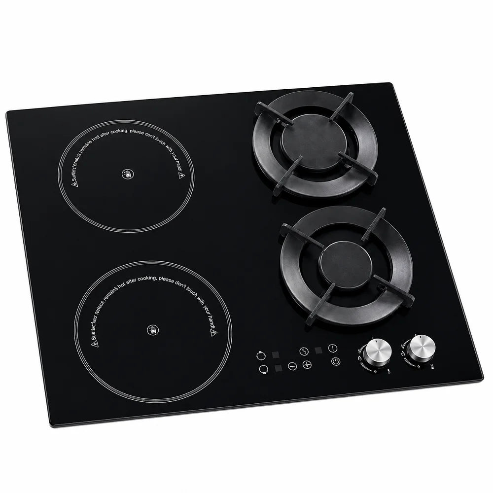 Hybrid Built-in Gas & Electric Cooktop, 2 Gas Burners + 2 Ceramic Glass Zones, Wholesale Cooker