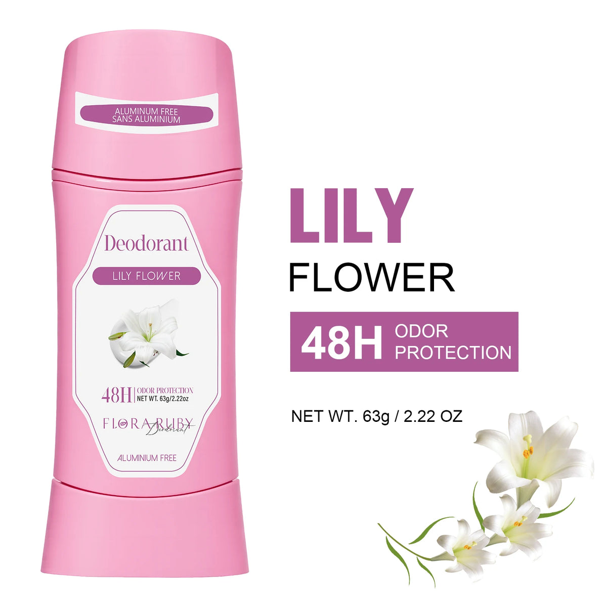 Women's Refreshing & Durable Solid Perfume, White Flowers and Rose Aroma,for All Day Underarm Sweat and Odor Protection 2.22OZ