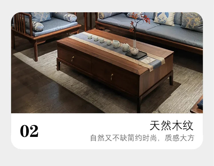 Fabric sofa living room modern simple solid wood new Chinese model room 123 combination  FT