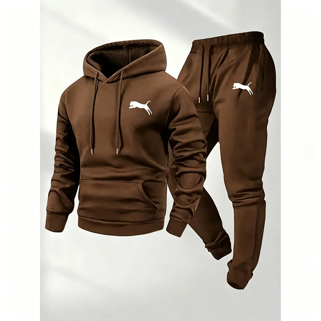 Men's Hoodie and Pants Set Casual Tracksuit Sportswear Jogging Clothing 2 Piece Set Warm Clothing