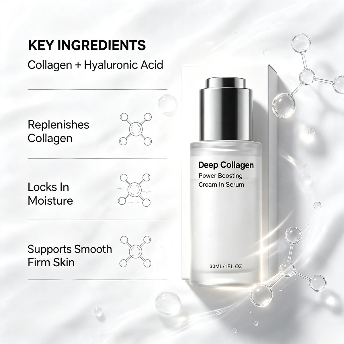 Collagen Hydrating Serum Moisturizing Smoothing Glow Daily Face Essence Lightweight