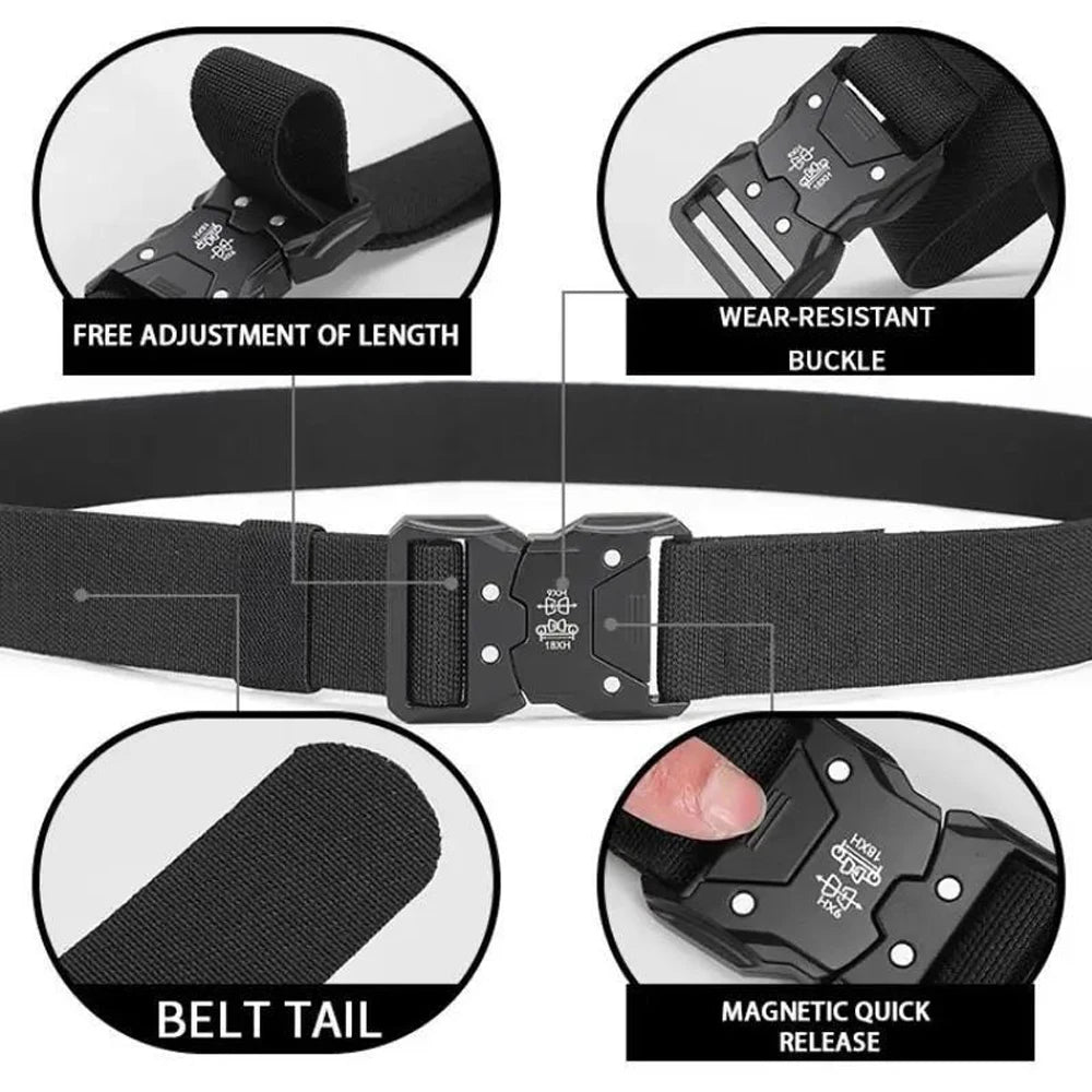 Men's Tactical Belt Versatile Durable Nylon Canvas Belt Outdoor Hunting Automatic Buckle Military Training Pants Belt for Men