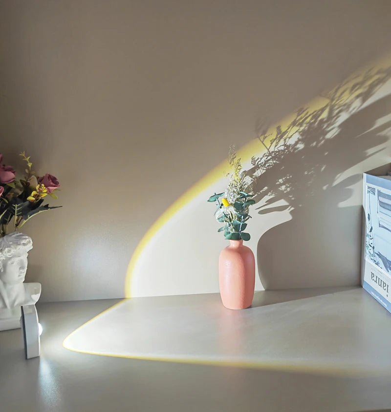 Creative Hexagonal Cat Eye Under Cabinet Light Sunset Red Projection Sunset Lamp Battery Powered Touch LED Decorative lights
