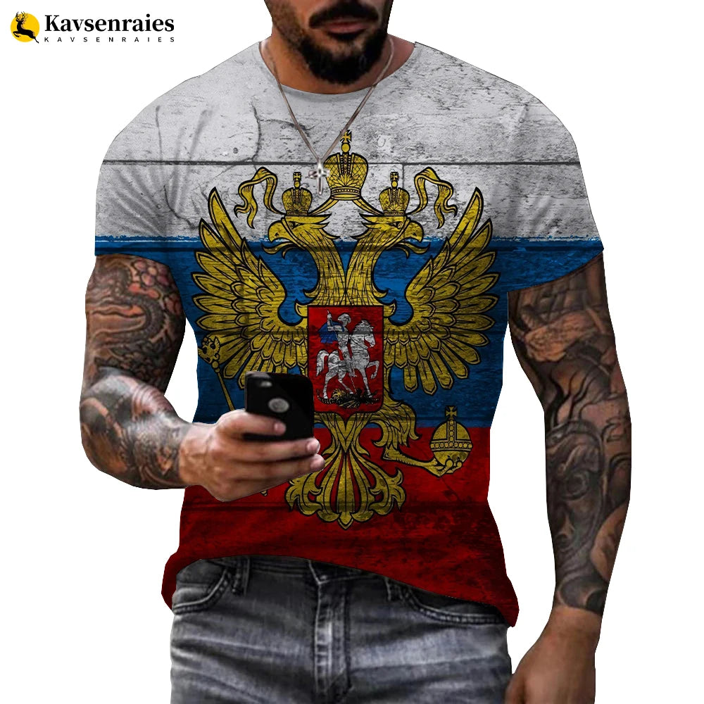 2022 Russia Flag 3D T-shirt Russia Bear CCCP Printed Harajuku Streetwear Oversized T Shirt Men Women Fashion Casual Cool Tops