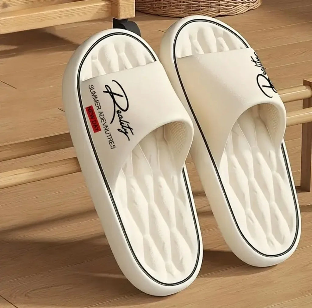 Summer New EVA Anti-Slip Bath Slippers Women Indoor Home Shoes Couple Massage Waterproof Odor-Resistant Thick Bottom Slippers