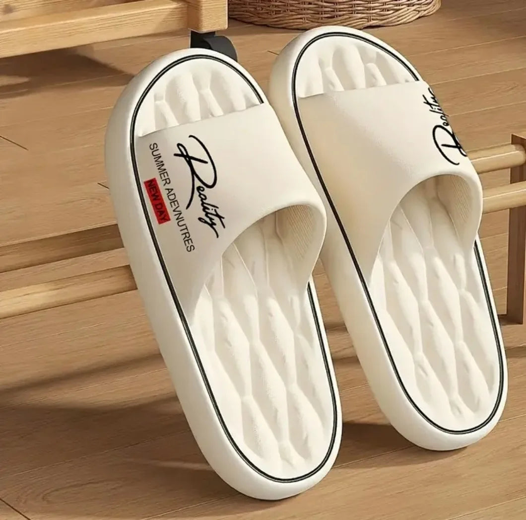 Summer New EVA Anti-Slip Bath Slippers Women Indoor Home Shoes Couple Massage Waterproof Odor-Resistant Thick Bottom Slippers