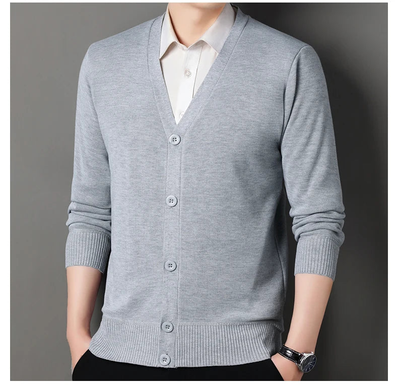 Men's Smart Casual Cardigan V-neck Sweater Men's Autumn Winter Clothes Button Knit Cardigans Mens Knitting Sweaters Outwear
