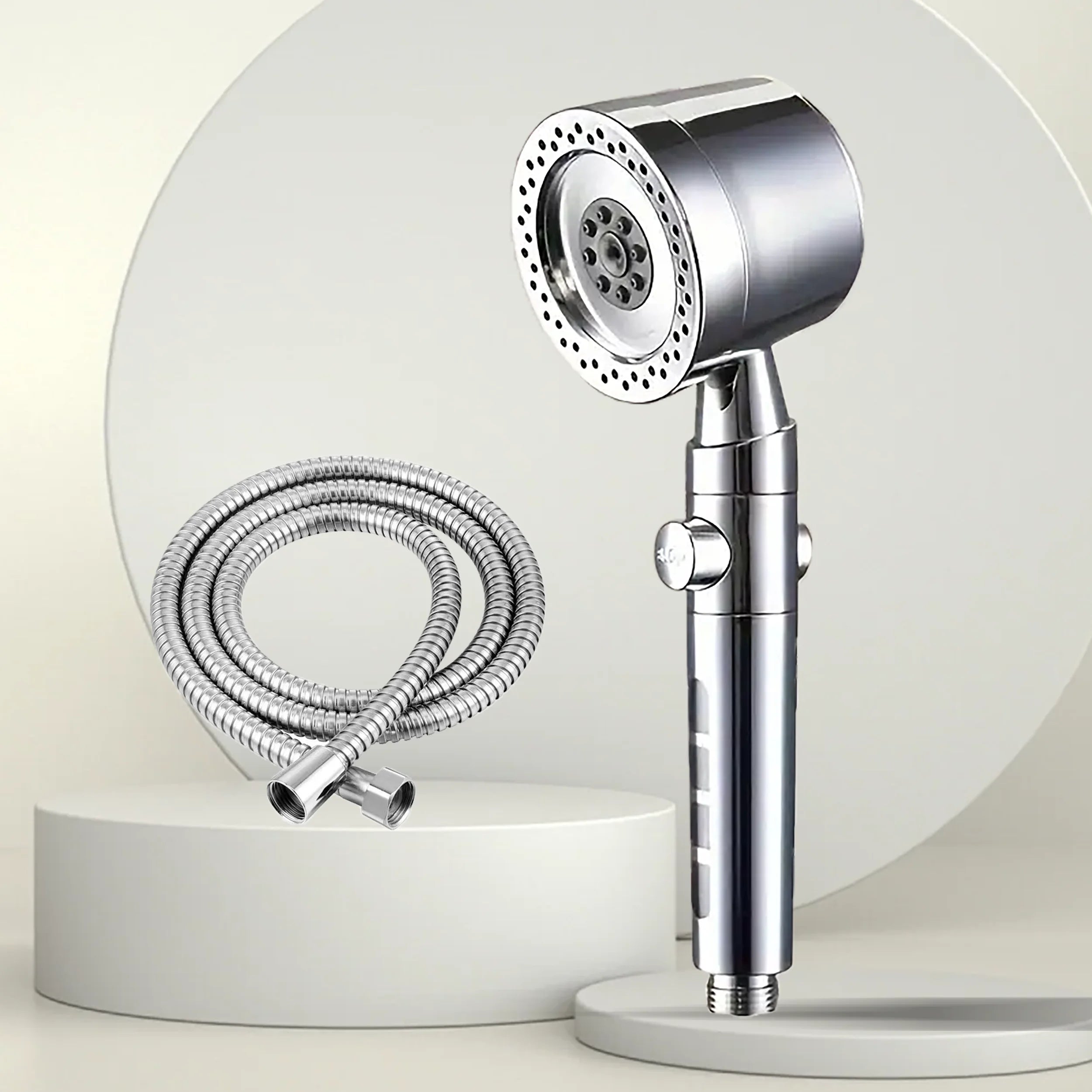New High Pressure Water Saving Filter Shower Head 5 Modes Handheld Shower Head One Button Stop Bathroom Accessories Set
