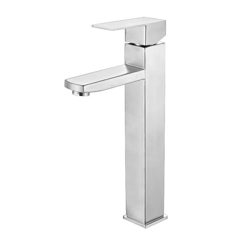 Stainless Steel Modern Minimalist Single Handle Dual Control Hot and Cold Water Faucet, Painted Finish for Basin Sink Mixer Tap