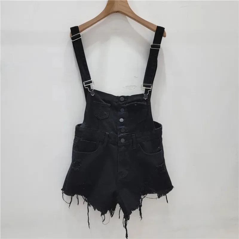 Denim Jumpsuits Short Overalls for Women Fashion Rompers Bodysuit Large Cotton Playsuits Roupas Female 2023 Pink Short Romper