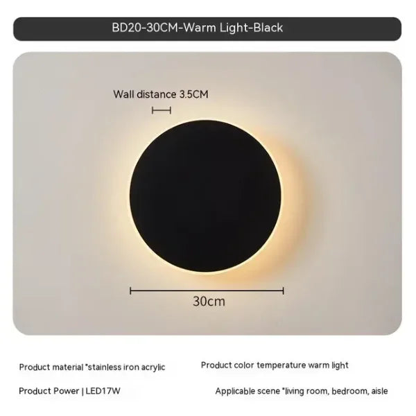 Round wall lamp/modern minimalist style bedroom bedside table staircase porch LED light source human body touch sensor