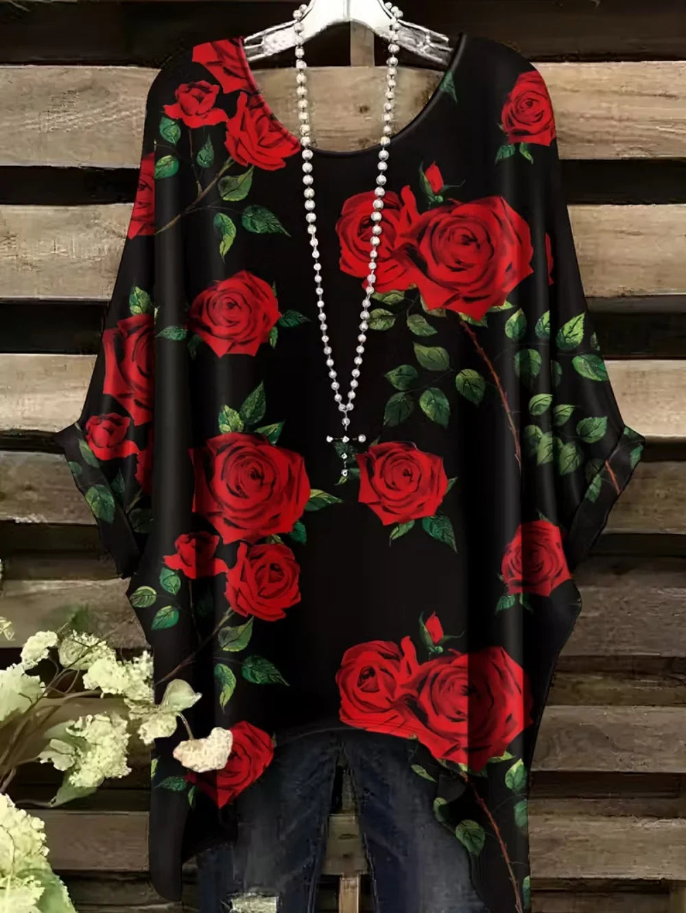Bohemian Chic Women's T-Shirt Vintage Floral Graphic O-Neck Pullover Short Sleeve Tees Oversized Irregular Hemline Y2k Clothes