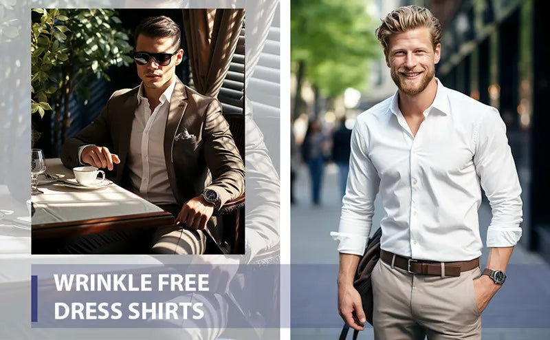 High Elastic Seamless Shirts Men Long Sleeve Muscle Sports Shirt European Size No Ironing Business Professional Workwear Causal