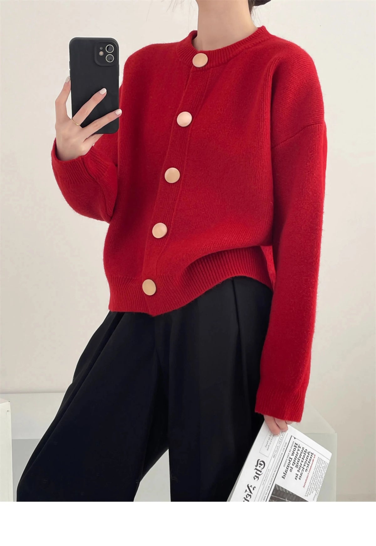 AOSSVIAO Women Cardigans Sweater O-neck Autumn Winter Knitted Loose Cardigans Solid Single Breasted Womens Sweaters