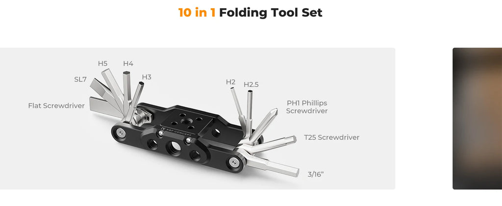 K&F Concept Allen Wrench 10 pcs Folding Set Kit Allen Key Set Tool Portable Hex Key Set Portable for Tripode Home Business