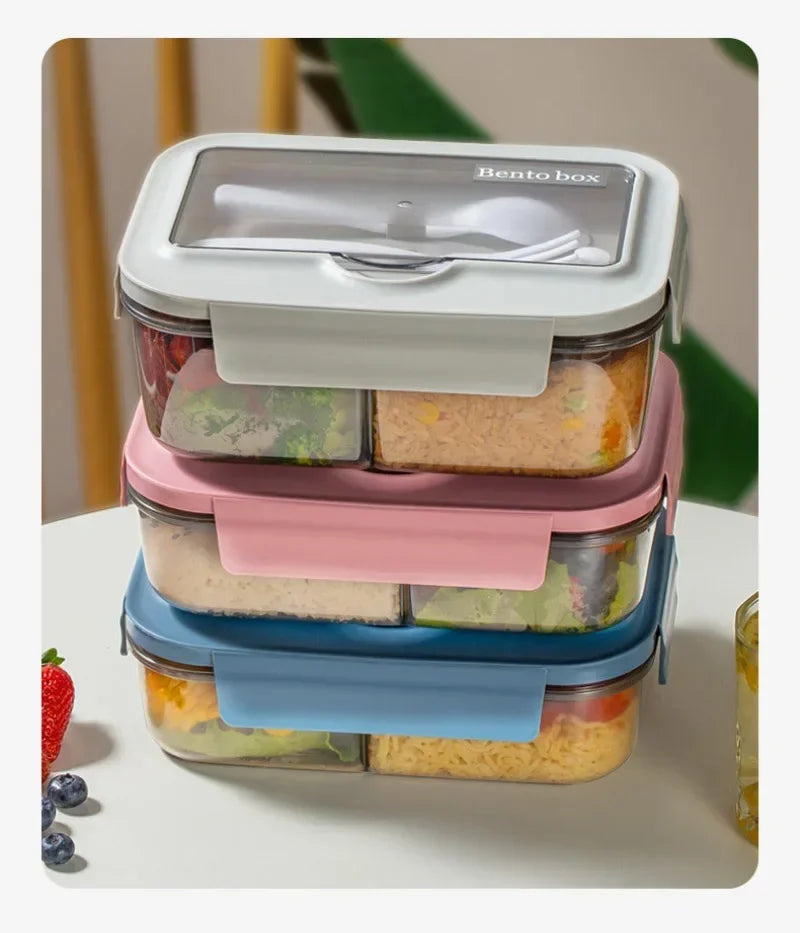 Food-grade Lunch Boxes Home Children's Compartments Bento Box Can Be Heated Microwave Oven Student Rectangle Plastic Lunch Boxes