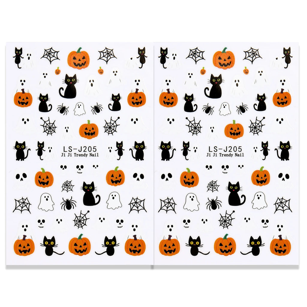 Halloween Nail stickers, cartoon Ghost Pumpkin Spider Web Designs, Halloween and Autumn-Themed Nail Decals, Nail Decorations