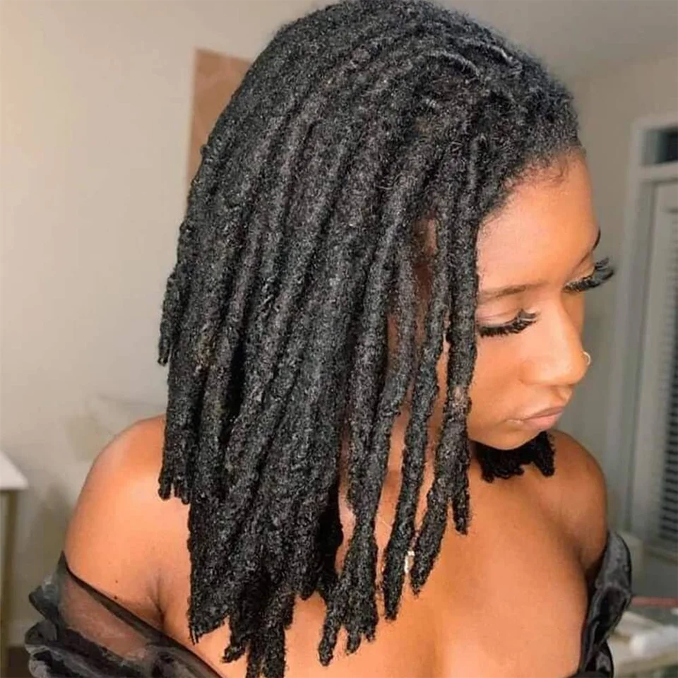 Dreadlocks Brazilian Human Hair Strand Crochet Braid Hair Loc Extension 0.6 0.8 CM Kinky Braiding Bundles Microlocks Wholesale
