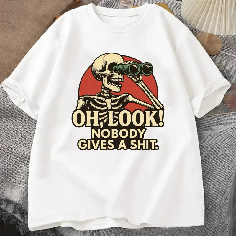 Oh Look Nobody Gives A Shit Sarcasm T-shirt Summer Men's Tracksuit Round Neck Short Sleeve Sportswear Casual Fun Tops Cotton Tee