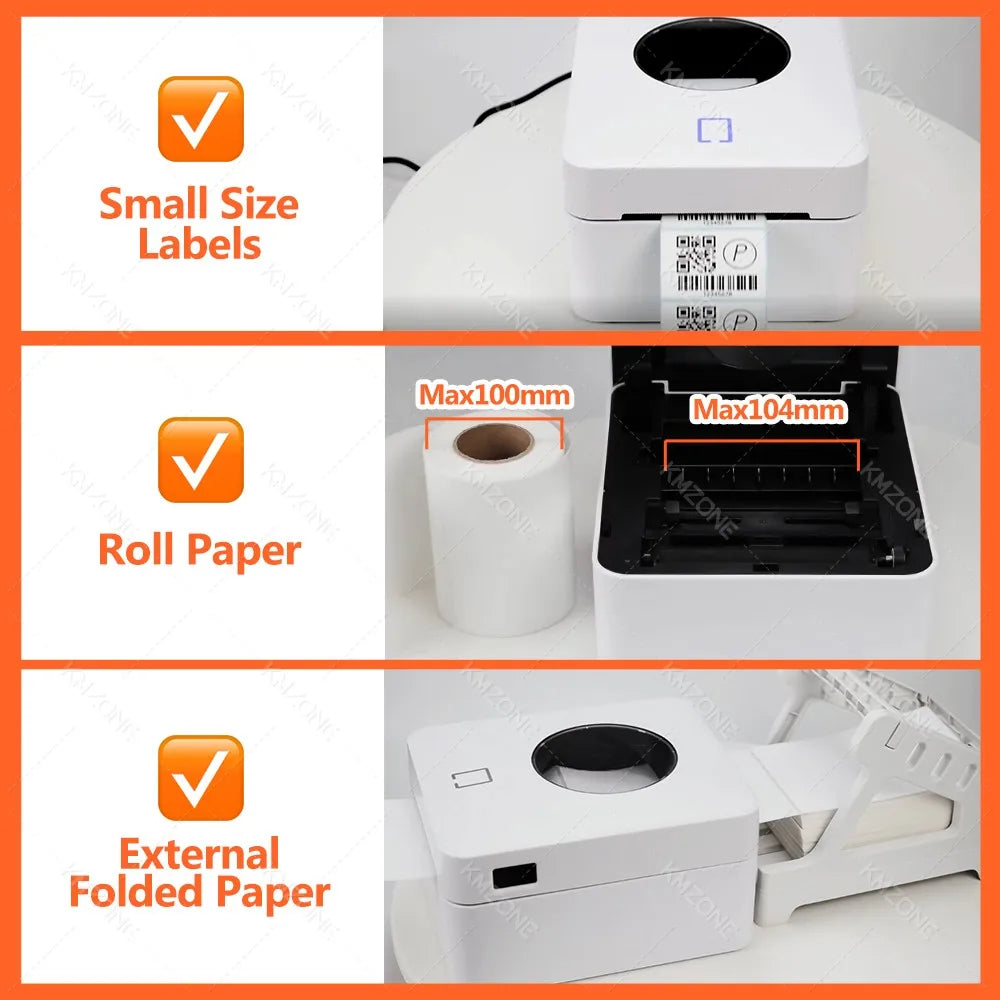  4X6 inch Thermal Label Maker Desktop Shipping Label Printer USB/Bluetooth Compatible with iPhone Android Windows