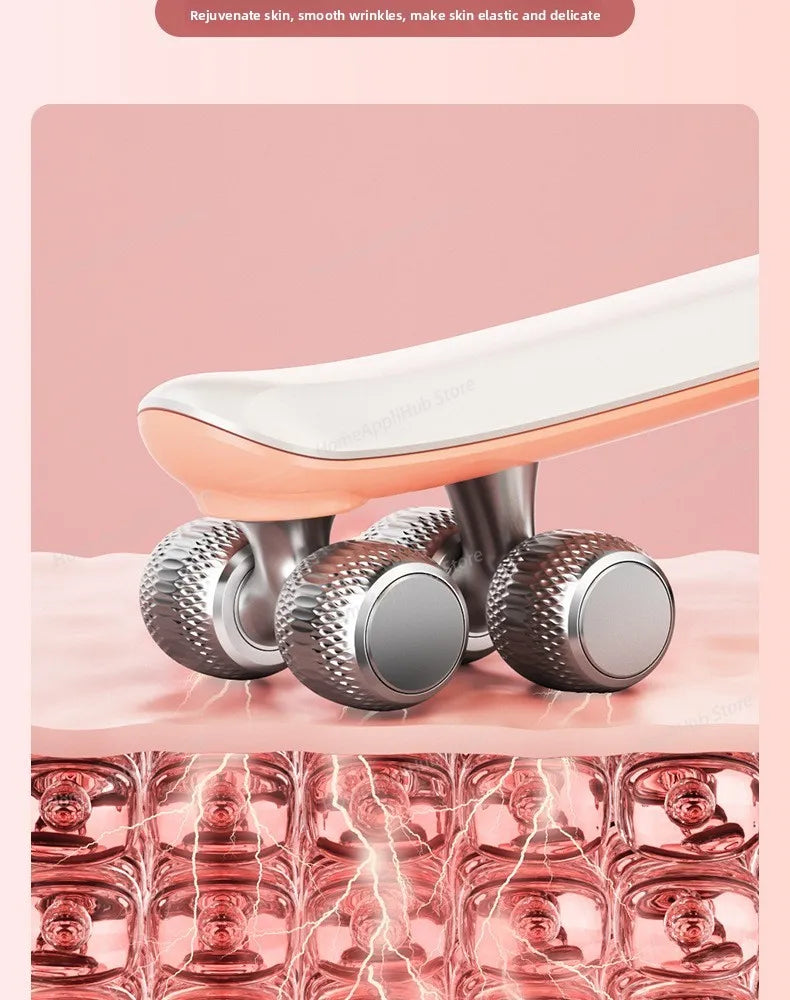 roller facial massager EMS micro current three-level intensity adjustment care rechargeable skin management device facial massa